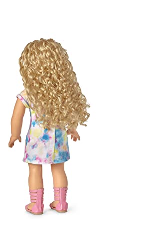 American Girl Truly Me 18-Inch Doll 115 with Gray Eyes, Curly Blonde Hair, Light Skin with Warm Olive Undertones, Tie Dye T-Shirt Dress from Mattel