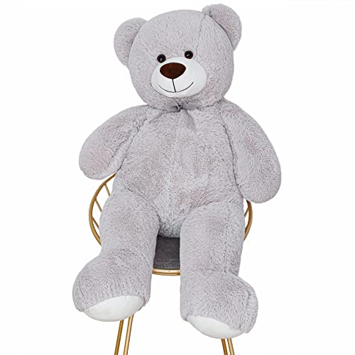 SNOWOLF XXL Teddy Bear 43 inch Giant Plush Bears Cute Stuffed Animal Plush Toys 110cm Large Bear Cuddly Doll Gift for Kids Boys Girls Birthday Christmas Valentine's Day (3.6ft / 43.3inch, Grey) by SNOWOLF