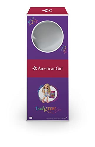 American Girl Truly Me 18-Inch Doll 115 with Gray Eyes, Curly Blonde Hair, Light Skin with Warm Olive Undertones, Tie Dye T-Shirt Dress from Mattel