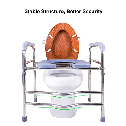 Raised Toilet Seat with Handles 400lbs, Bathroom Stand Alone Toilet Safety Frame for Elderly, Pregnant and Handicap, Adjustable Height, Fit Any Toilet by Deewow