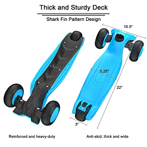 Allek Kick Scooter B03, Lean 'N Glide 3-Wheeled Push Scooter with Extra Wide PU Light-Up Wheels, Any Height Adjustable Handlebar and Strong Thick Deck for Children from 3-12yrs (Aqua Blue) by Allek