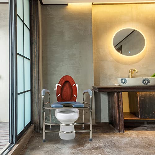 Raised Toilet Seat with Handles 400lbs, Bathroom Stand Alone Toilet Safety Frame for Elderly, Pregnant and Handicap, Adjustable Height, Fit Any Toilet by Deewow