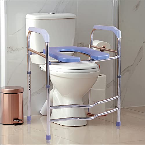 Raised Toilet Seat with Handles 400lbs, Bathroom Stand Alone Toilet Safety Frame for Elderly, Pregnant and Handicap, Adjustable Height, Fit Any Toilet by Deewow