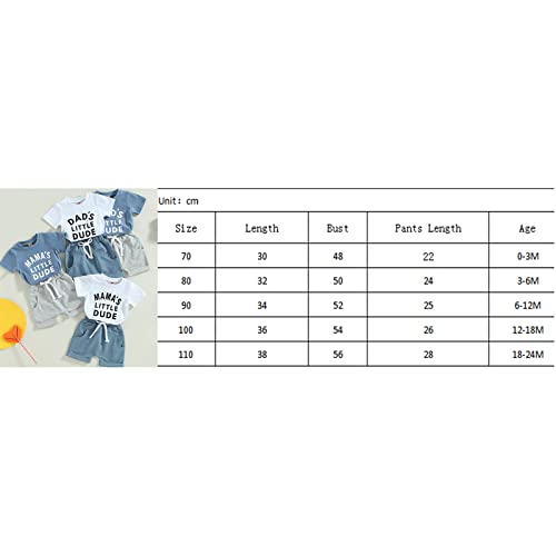 Infant Baby Boy Summer Short Sleeve Letter Print T-Shirt+Casual Shorts Clothing Set Mamas/Dads Little Dude Outfit (Mama's Blue+Grey,18-24 Months) from Xiaodriceee