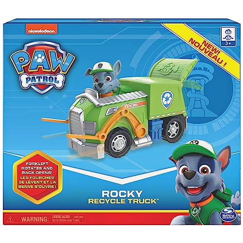 Paw Patrol, Rockyâs Recycle Truck Vehicle with Collectible Figure, for Kids Aged 3 and Up from Spin Master