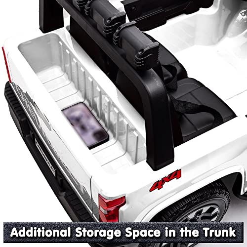 sopbost Ride On Car for Kids Chevrolet Licensed Silverado HD 24V 2-Seater Electric Pickup Toy 4WD Heavy Duty Truck w/EVA Rubber Tires, Music Play, White from sopbost