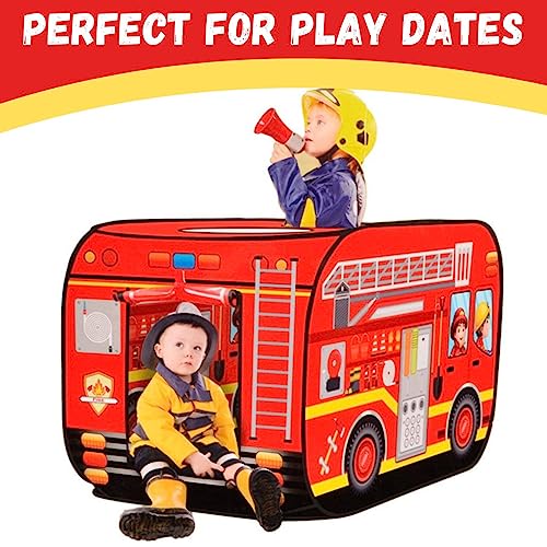 Pop Up Play Tent for Kids - My First Foldable Indoor & Outdoor Playhouse Vehicle Toys for Toddlers, Boys and Girls (Fire Truck) by Liberty Imports