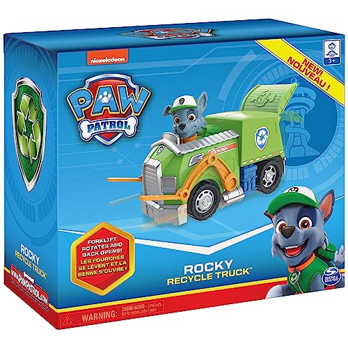 Paw Patrol, Rockyâs Recycle Truck Vehicle with Collectible Figure, for Kids Aged 3 and Up from Spin Master