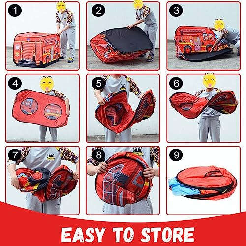 Pop Up Play Tent for Kids - My First Foldable Indoor & Outdoor Playhouse Vehicle Toys for Toddlers, Boys and Girls (Fire Truck) by Liberty Imports