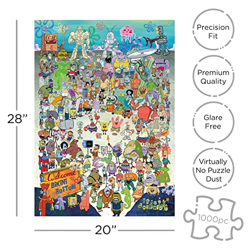 AQUARIUS Spongebob Squarepants Puzzle (1000 Piece Jigsaw Puzzle) - Officially Licensed Spongebob Merchandise & Collectibles - Glare Free - Precision Fit - Virtually No Puzzle Dust - 20 x 28 Inches from Aquarius