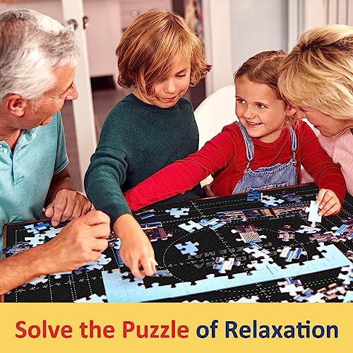 Jigsaw Puzzle Mat Roll Up for 1500, 1000, 500 Pieces with 6 Pcs Sorter Trays, Puzzle Keeper Cover Saver Storage, Table Board for Adults Kids Men Women Large Portable Puzzle Holder Organizer Pad from Genovega