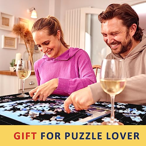 Jigsaw Puzzle Mat Roll Up for 1500, 1000, 500 Pieces with 6 Pcs Sorter Trays, Puzzle Keeper Cover Saver Storage, Table Board for Adults Kids Men Women Large Portable Puzzle Holder Organizer Pad from Genovega