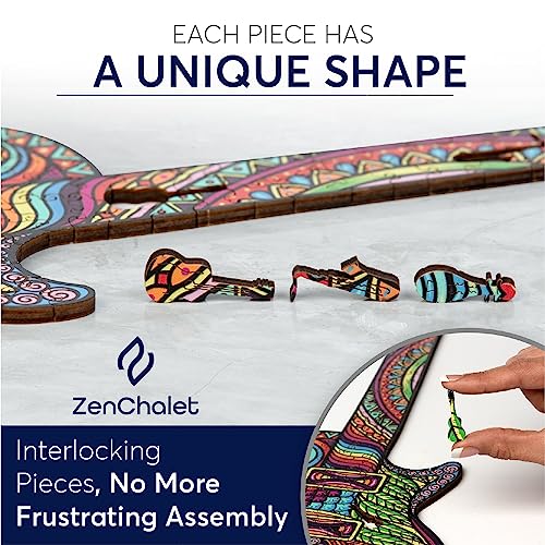 ZenChalet 200 Pcs Guitar-Shaped Wooden Jigsaw Puzzle for Adults - 7.5 x 22.5 Inches Wood Cut Puzzle Box - Challenging Unique Shaped Jigsaw Puzzle from ZenChalet