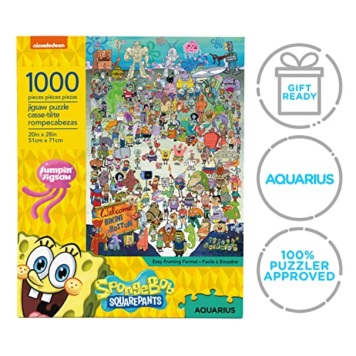 AQUARIUS Spongebob Squarepants Puzzle (1000 Piece Jigsaw Puzzle) - Officially Licensed Spongebob Merchandise & Collectibles - Glare Free - Precision Fit - Virtually No Puzzle Dust - 20 x 28 Inches from Aquarius
