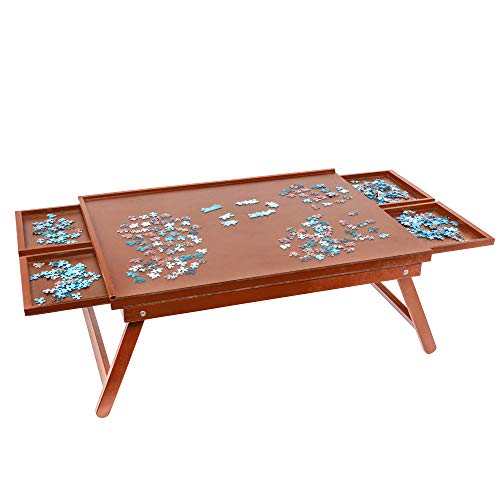 Jumbl Puzzle Board Rack | 23â x 31â Wooden Jigsaw Puzzle Table w/ 4 Storage & Sorting Drawers | Smooth Plateau Fiberboard Work Surface & Reinforced Hardwood | for Games & Puzzles Up to 1,000 Pieces by Jumbl