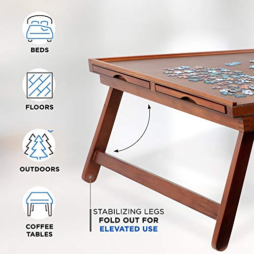 Jumbl Puzzle Board Rack | 23â x 31â Wooden Jigsaw Puzzle Table w/ 4 Storage & Sorting Drawers | Smooth Plateau Fiberboard Work Surface & Reinforced Hardwood | for Games & Puzzles Up to 1,000 Pieces by Jumbl