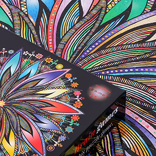 Bgraamiens Puzzle-Blooming Flowers-1000 Pieces Creative Geometric Round Blue Board Colorful Mandala Jigsaw Puzzle from Panley