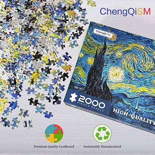 2000 Pieces Puzzles for Adults Jigsaw Puzzles Floor Puzzle Kids Intellectual Game Learning Education Decompression Toys - The Starry Night, Van Gogh by CHengQiSM