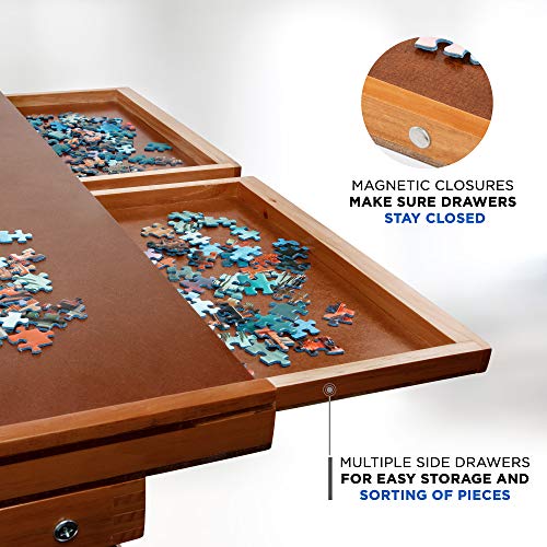 Jumbl Puzzle Board Rack | 23â x 31â Wooden Jigsaw Puzzle Table w/ 4 Storage & Sorting Drawers | Smooth Plateau Fiberboard Work Surface & Reinforced Hardwood | for Games & Puzzles Up to 1,000 Pieces by Jumbl