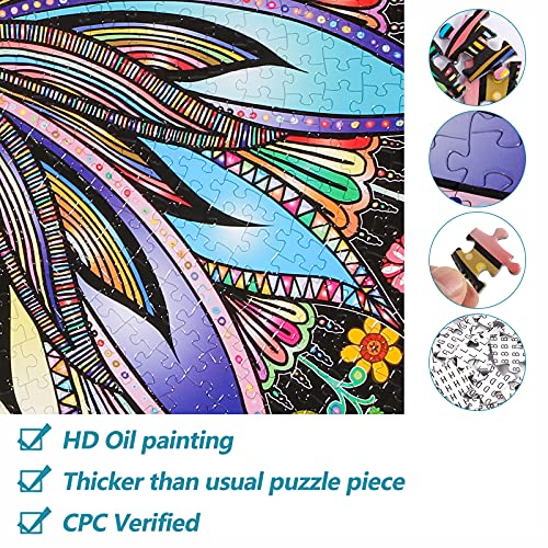 Bgraamiens Puzzle-Blooming Flowers-1000 Pieces Creative Geometric Round Blue Board Colorful Mandala Jigsaw Puzzle from Panley