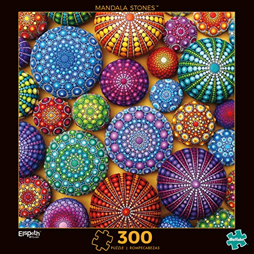 Buffalo Games - Mandala Stones - 300 LARGE Piece Jigsaw Puzzle , White by Buffalo Games