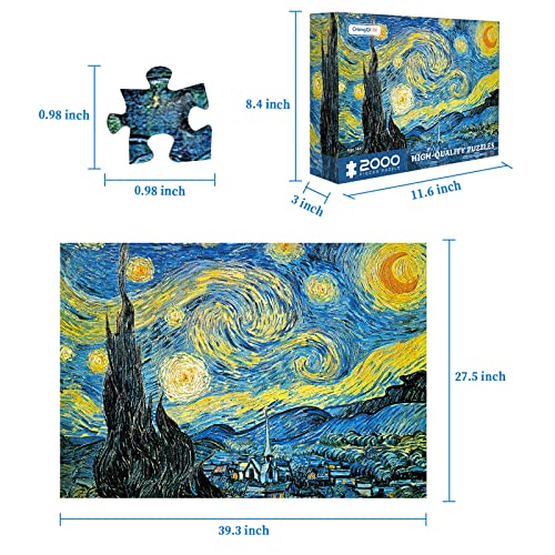 2000 Pieces Puzzles for Adults Jigsaw Puzzles Floor Puzzle Kids Intellectual Game Learning Education Decompression Toys - The Starry Night, Van Gogh by CHengQiSM