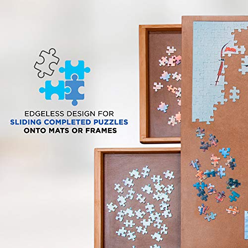Jumbl Puzzle Board Rack | 23â x 31â Wooden Jigsaw Puzzle Table w/ 4 Storage & Sorting Drawers | Smooth Plateau Fiberboard Work Surface & Reinforced Hardwood | for Games & Puzzles Up to 1,000 Pieces by Jumbl