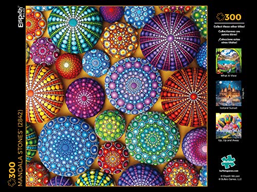 Buffalo Games - Mandala Stones - 300 LARGE Piece Jigsaw Puzzle , White by Buffalo Games