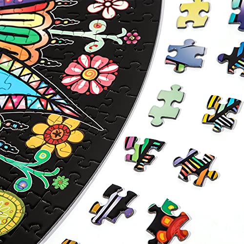 Bgraamiens Puzzle-Blooming Flowers-1000 Pieces Creative Geometric Round Blue Board Colorful Mandala Jigsaw Puzzle from Panley