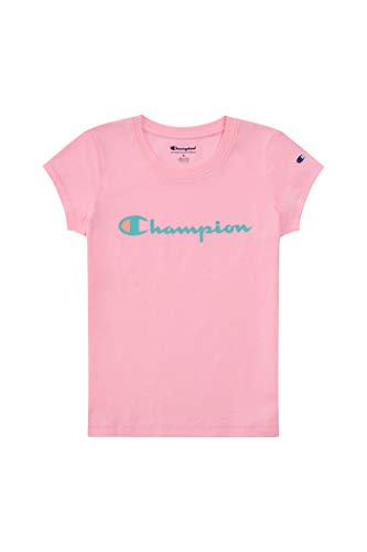Champion Girls Heritage Short Sleeve Script Logo Tee Shirt Big and Little Girls (Large, Pink) by 