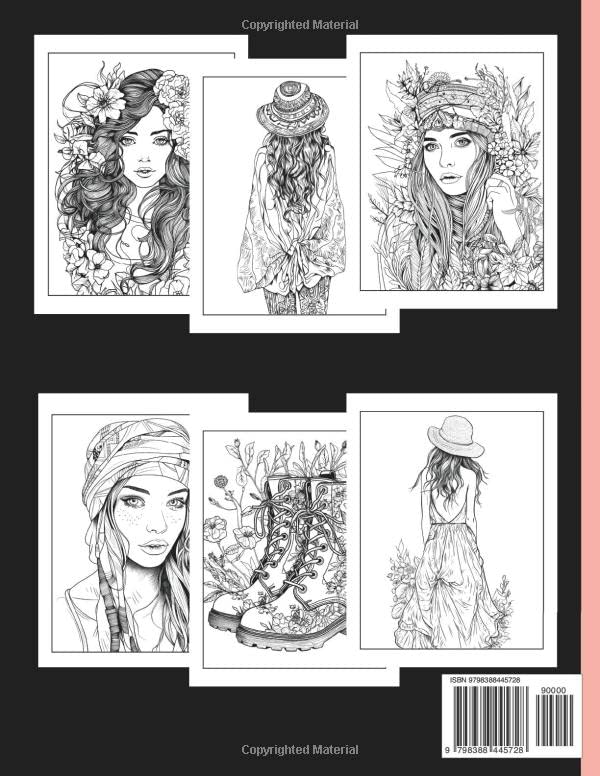 Pretty in Boho Style Coloring Book: A Coloring Book of Beautiful Women in Chic Clothing for Teens and Adults | Fashion & Beauty from Independently published