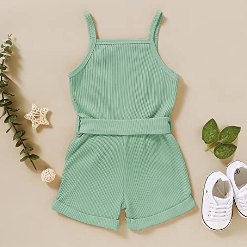 2 Year Old Girl Clothes Summer Toddler Baby Strap Sleeveless One Piece Romper Casual Summer Jumpsuit, Green Suspender Clothes 2-3T/100cm from 