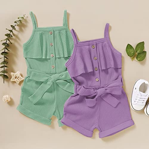 2 Year Old Girl Clothes Summer Toddler Baby Strap Sleeveless One Piece Romper Casual Summer Jumpsuit, Green Suspender Clothes 2-3T/100cm from 