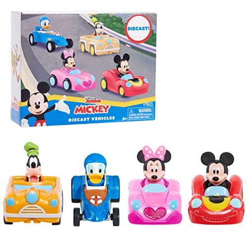 Disney Junior Mickey Mouse Diecast Vehicles 4-Piece Set, Kids Toys for Ages 3 Up by Just Play by Just Play