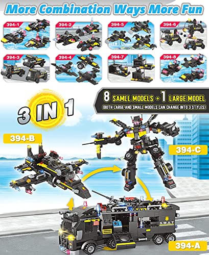 EP EXERCISE N PLAY City Police SWAT Vehicle Set Building Block, 8 + 1 Cool Police Building Toys Includes Patrol Boat Helicopter Creative Gift for Boys Girls Aged 6+, 1006 Pieces (City SWAT) from EP EXERCISE N PLAY