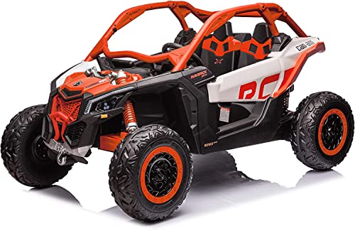 24V 2-Seater Ride On Toys for Kids Licensed CAN-AM Side by Side UTV Battery Powered Ride On Car 4WD Electric Vehicle, Remote Control, Music Play, Shift Knob, Orange from sopbost
