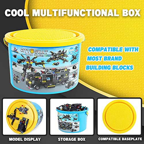 EP EXERCISE N PLAY City Police SWAT Vehicle Set Building Block, 8 + 1 Cool Police Building Toys Includes Patrol Boat Helicopter Creative Gift for Boys Girls Aged 6+, 1006 Pieces (City SWAT) from EP EXERCISE N PLAY