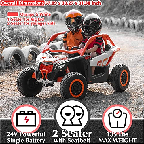 24V 2-Seater Ride On Toys for Kids Licensed CAN-AM Side by Side UTV Battery Powered Ride On Car 4WD Electric Vehicle, Remote Control, Music Play, Shift Knob, Orange from sopbost