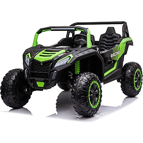 NEWQIDA 2 Seater Ride On Car 24V 10ah Ride On Truck with Power Driving Wheels Kids 4x4 Ride On Buggy with Remote Control Electric Vehicles 4WD Ride On UTV Max 220lbs Load for Adults Teens Kids, Green from NEWQIDA