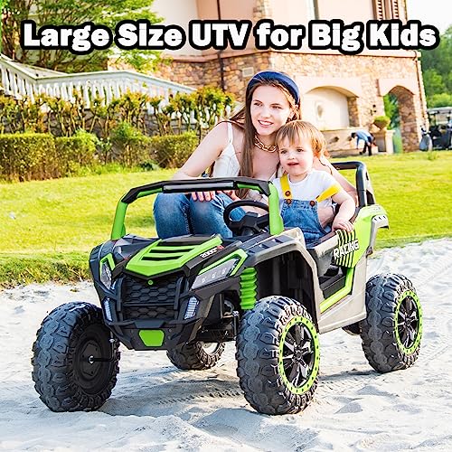 NEWQIDA 2 Seater Ride On Car 24V 10ah Ride On Truck with Power Driving Wheels Kids 4x4 Ride On Buggy with Remote Control Electric Vehicles 4WD Ride On UTV Max 220lbs Load for Adults Teens Kids, Green from NEWQIDA
