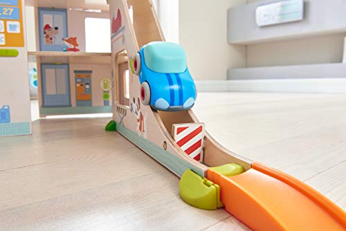 HABA Kullerbu Parking Garage - 3 Levels of Play with Car Wash, Fuel Pumps, Ramps & 2 Kullerbu Vehicles from HABA