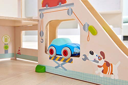 HABA Kullerbu Parking Garage - 3 Levels of Play with Car Wash, Fuel Pumps, Ramps & 2 Kullerbu Vehicles from HABA