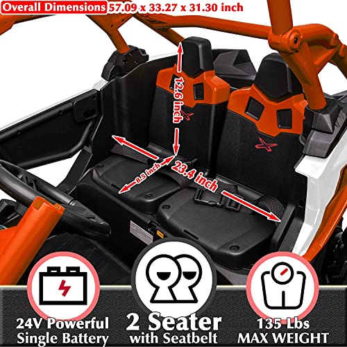 24V 2-Seater Ride On Toys for Kids Licensed CAN-AM Side by Side UTV Battery Powered Ride On Car 4WD Electric Vehicle, Remote Control, Music Play, Shift Knob, Orange from sopbost