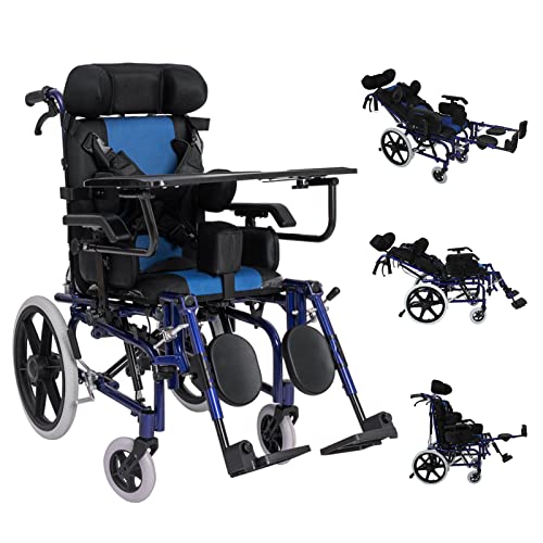 Child/Adult, Wheelchair, Full Reclining, Trolley, Steel Wheelchair, Leg Protection/Folding Pedal, Solid Tire, Armrest by Wilk Home