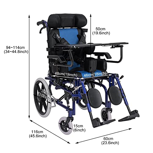 Child/Adult, Wheelchair, Full Reclining, Trolley, Steel Wheelchair, Leg Protection/Folding Pedal, Solid Tire, Armrest by Wilk Home