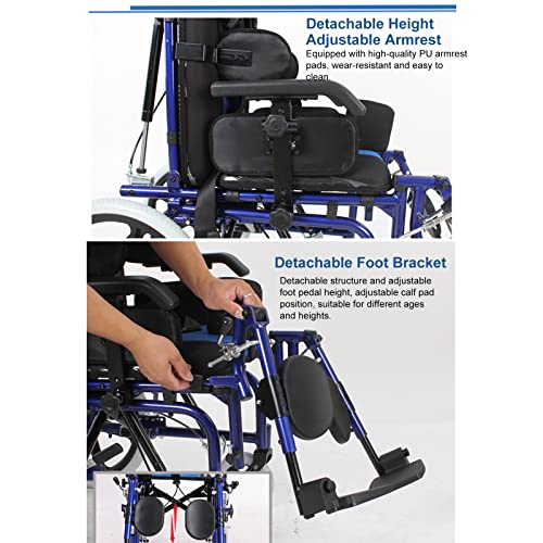 Child/Adult, Wheelchair, Full Reclining, Trolley, Steel Wheelchair, Leg Protection/Folding Pedal, Solid Tire, Armrest by Wilk Home