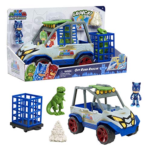 PJ Masks Just Play Dino Trouble Off Roader Rescue Vehicle, Includes Dinosaur and Catboy Figures by Just Play