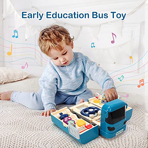 CUTE STONE Bus Car Toy, Kids Play Vehicle with Sound and Light, Simulation Steering Wheel, Musical School Bus Toy for Toddler, Educationaal Bus Driving Toy Gift for Toddlers Boys & Girls from Cute Stone