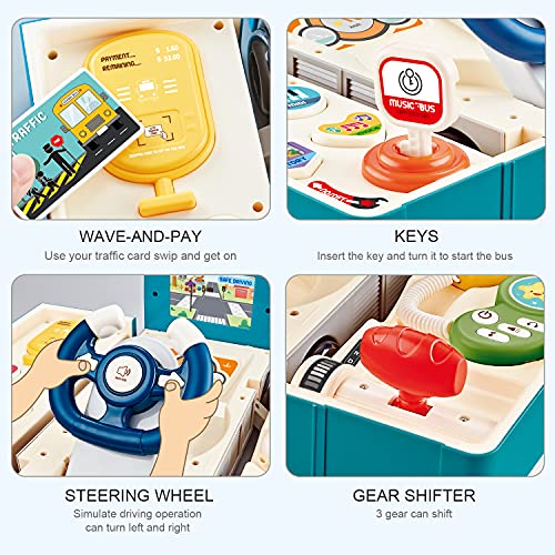 CUTE STONE Bus Car Toy, Kids Play Vehicle with Sound and Light, Simulation Steering Wheel, Musical School Bus Toy for Toddler, Educationaal Bus Driving Toy Gift for Toddlers Boys & Girls from Cute Stone