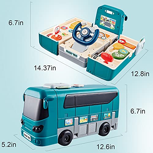 CUTE STONE Bus Car Toy, Kids Play Vehicle with Sound and Light, Simulation Steering Wheel, Musical School Bus Toy for Toddler, Educationaal Bus Driving Toy Gift for Toddlers Boys & Girls from Cute Stone